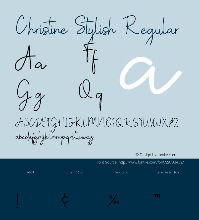 Christine Stylish Version 1.00;May 15, 2019;FontCreator 11.5.0.2427 64-bit Font Sample