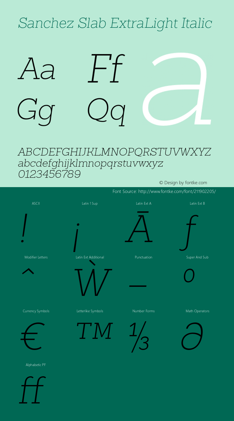 SanchezSlab-ExtraLighItalic Version 001.000图片样张