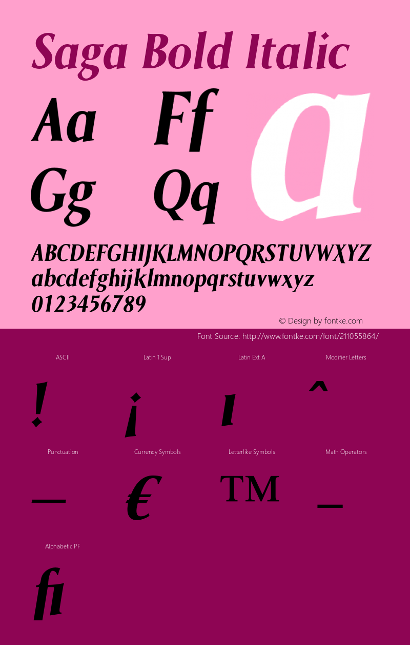 Saga Bold Italic Version 1.00图片样张