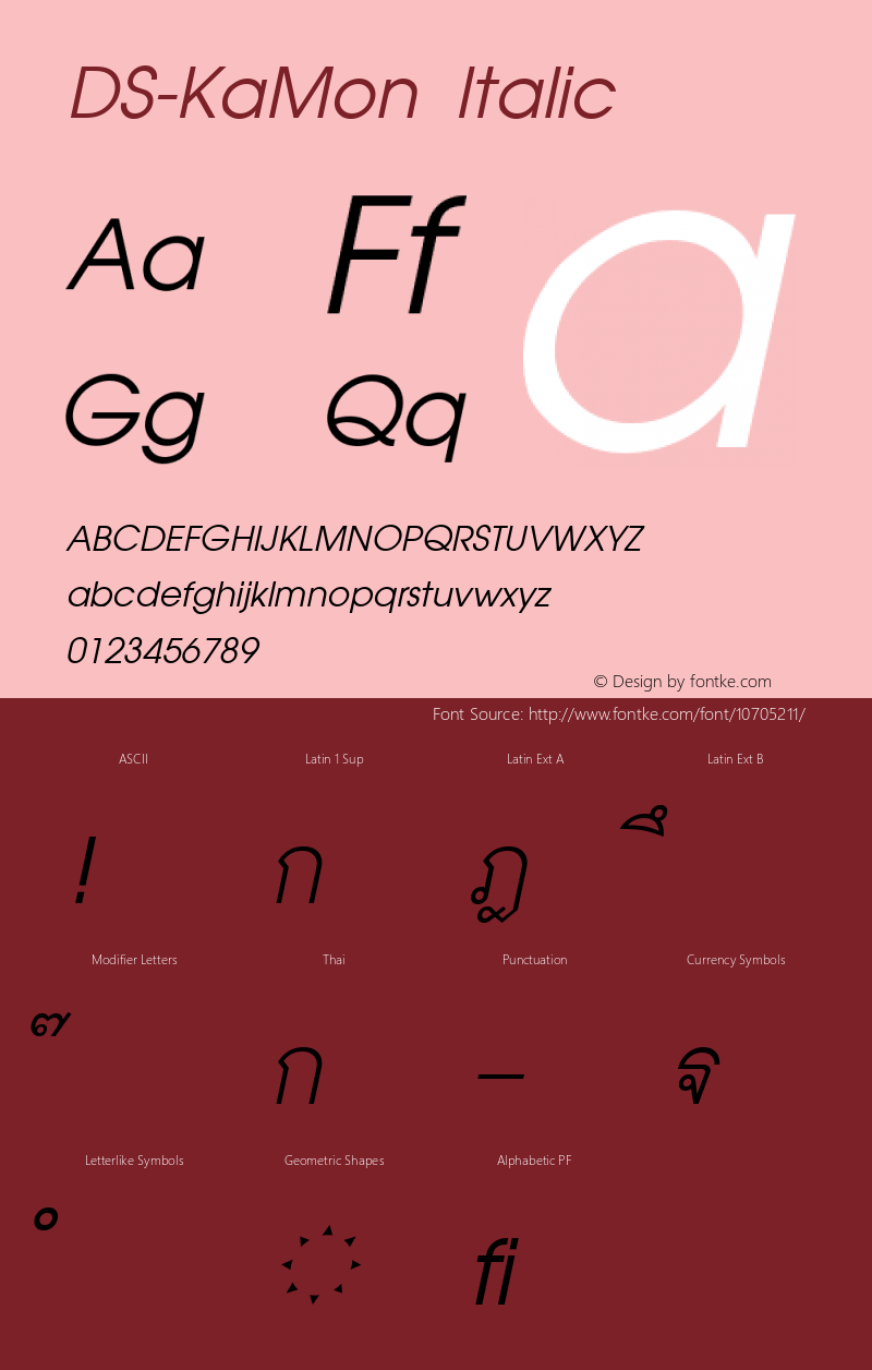 DS-KaMon Italic Version 1.000 2006 initial release Font Sample
