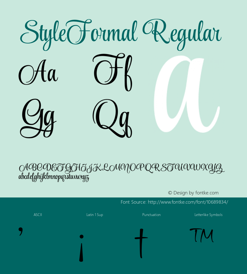 StyleFormal Regular Version 1.00X 2013 initial release Font Sample