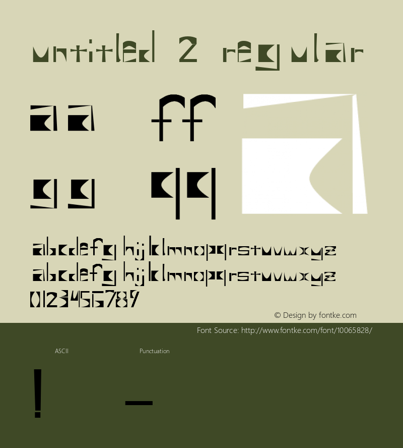 Untitled 2 Regular Macromedia Fontographer 4.1 10/23/97 version 1.0 Font Sample