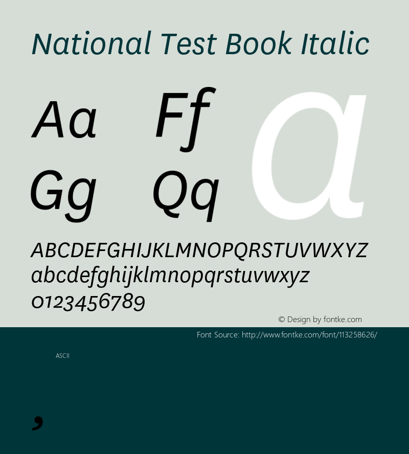 National-BookItalicTest 2.001;0 Font Sample