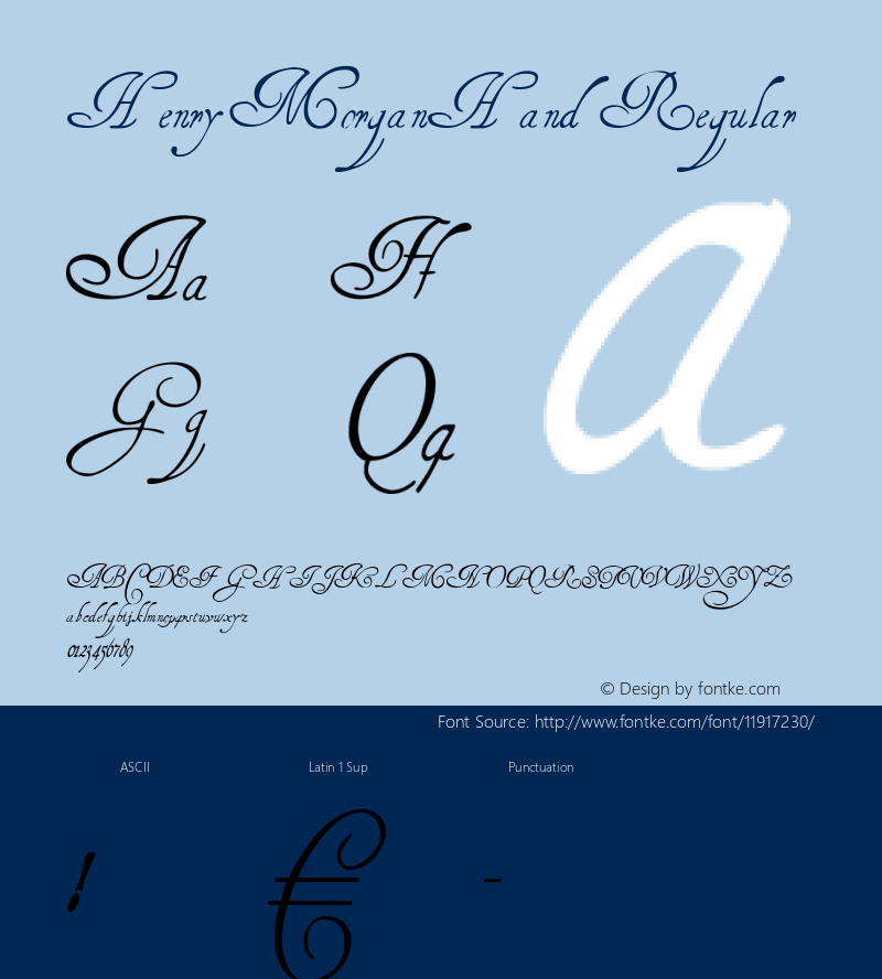 HenryMorganHand Regular 1.0 2004-11-08 Font Sample