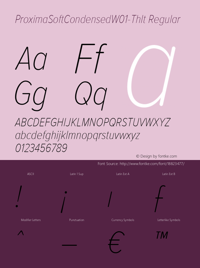 ProximaSoftCondensedW01-ThIt Regular Version 1.20 Font Sample