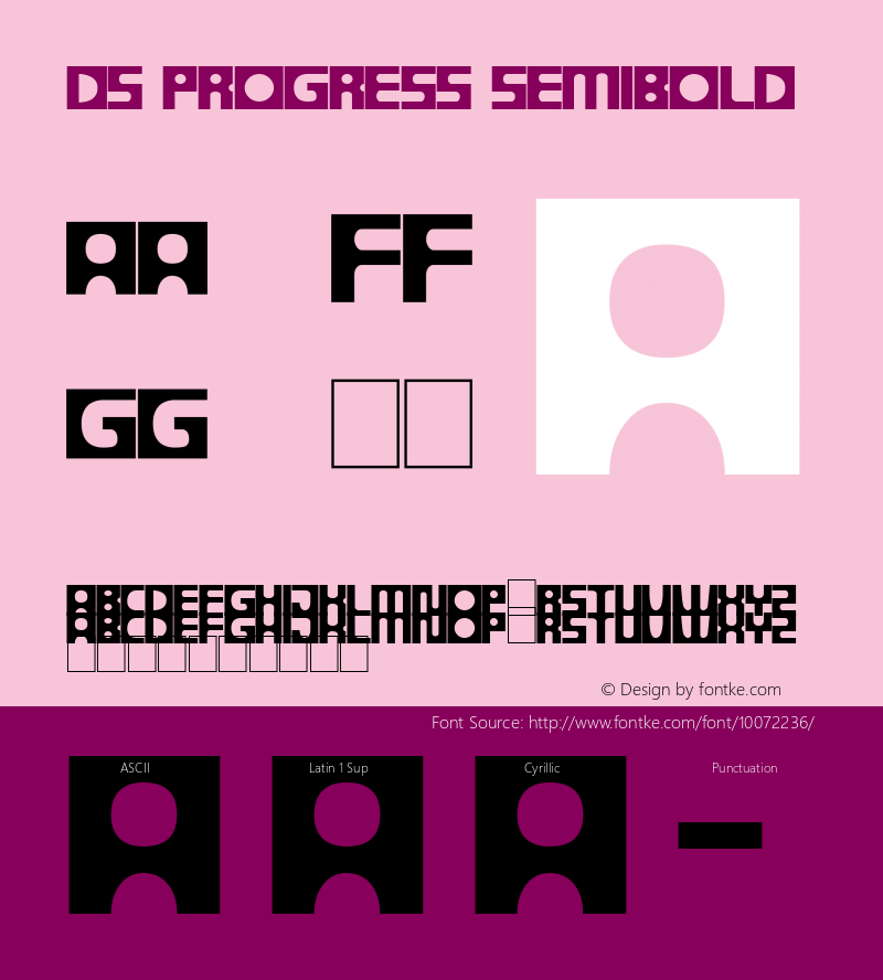 DS Progress SemiBold 1.0 -- DS Progress (D-Studio -- Moscow)  --  1998  --  webart@tomcat.ru  --  http://wt.aha.ru/d-studio Font Sample