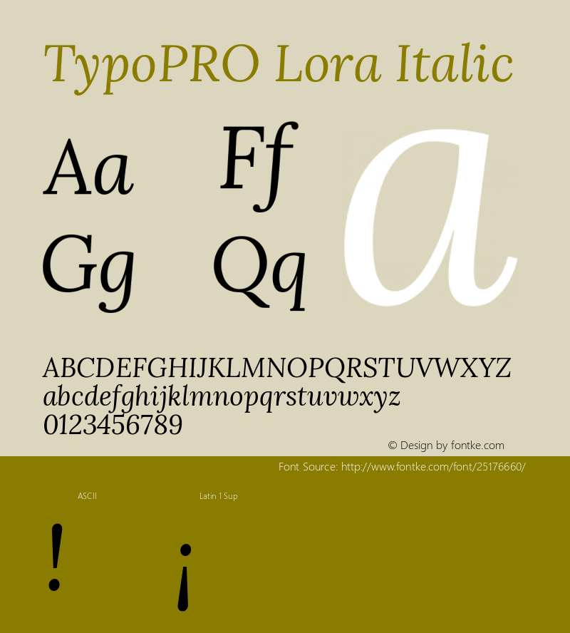 TypoPRO Lora Italic Version 2.102 Font Sample