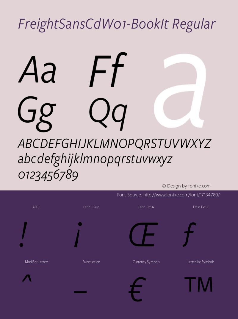 FreightSansCdW01-BookIt Regular Version 1.00 Font Sample