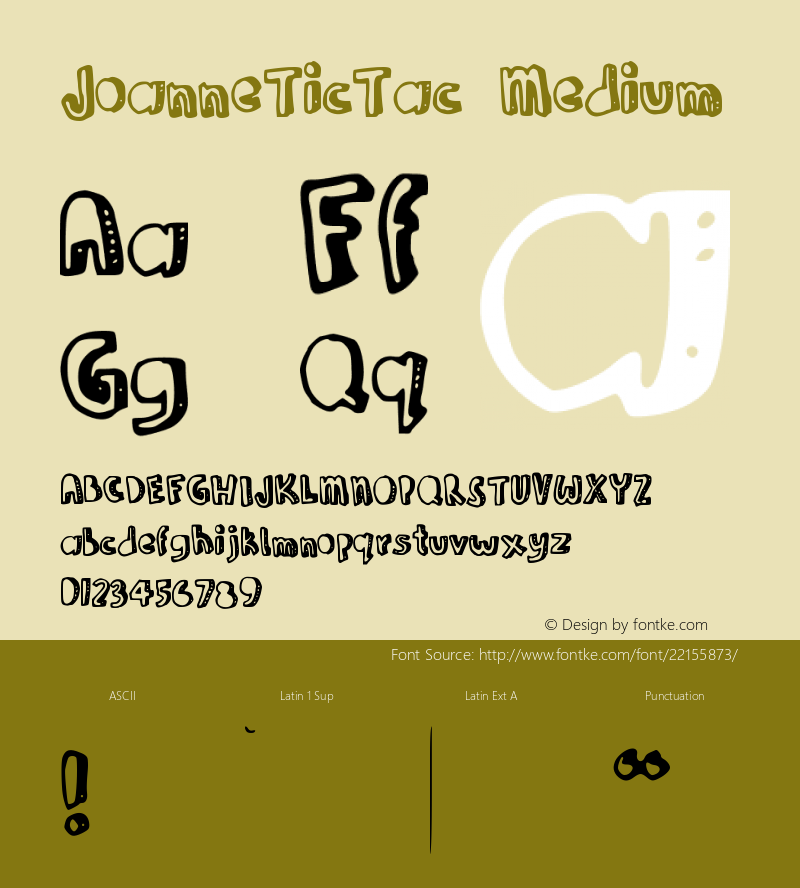 JoanneTicTac Version 001.000 Font Sample