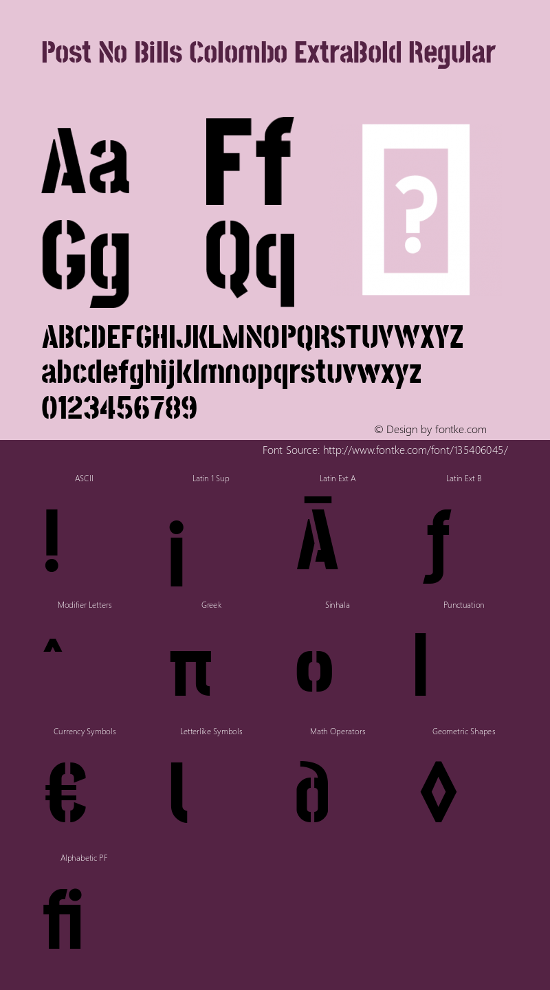 Post No Bills Colombo ExtraBold Version 1.220 ; ttfautohint (v1.6) Font Sample