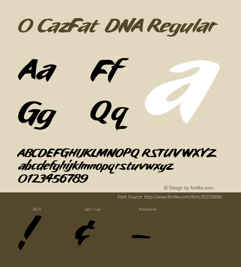 0 CazFat DNA Regular Macromedia Fontographer 4.1 10/4/99 Font Sample