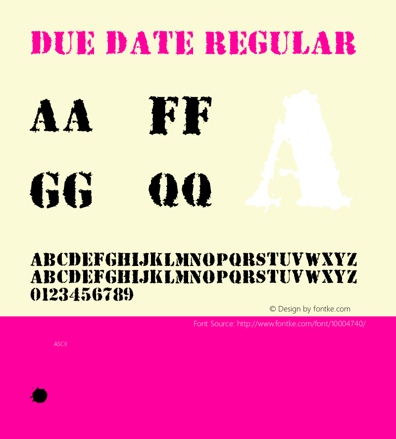 Due Date Regular Unknown Font Sample