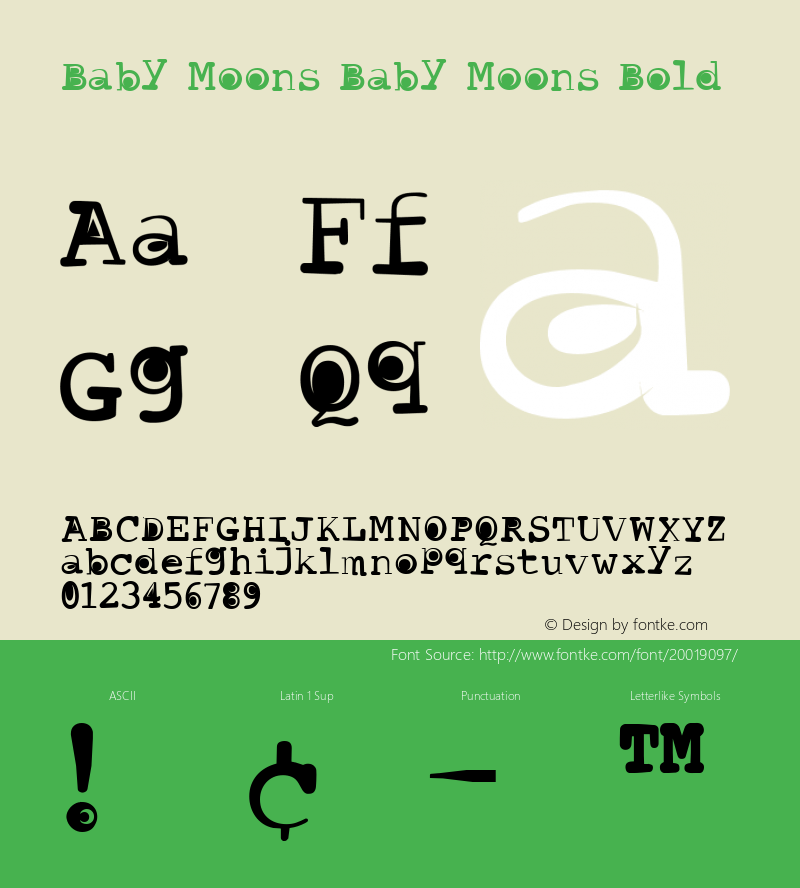 Baby Moons Bold Version 1.0 Font Sample