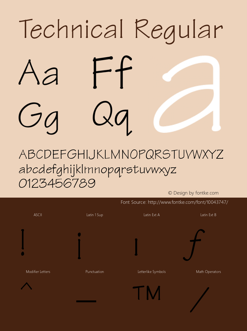 Technical Regular Print Artist: Sierra On-Line, Inc. Font Sample