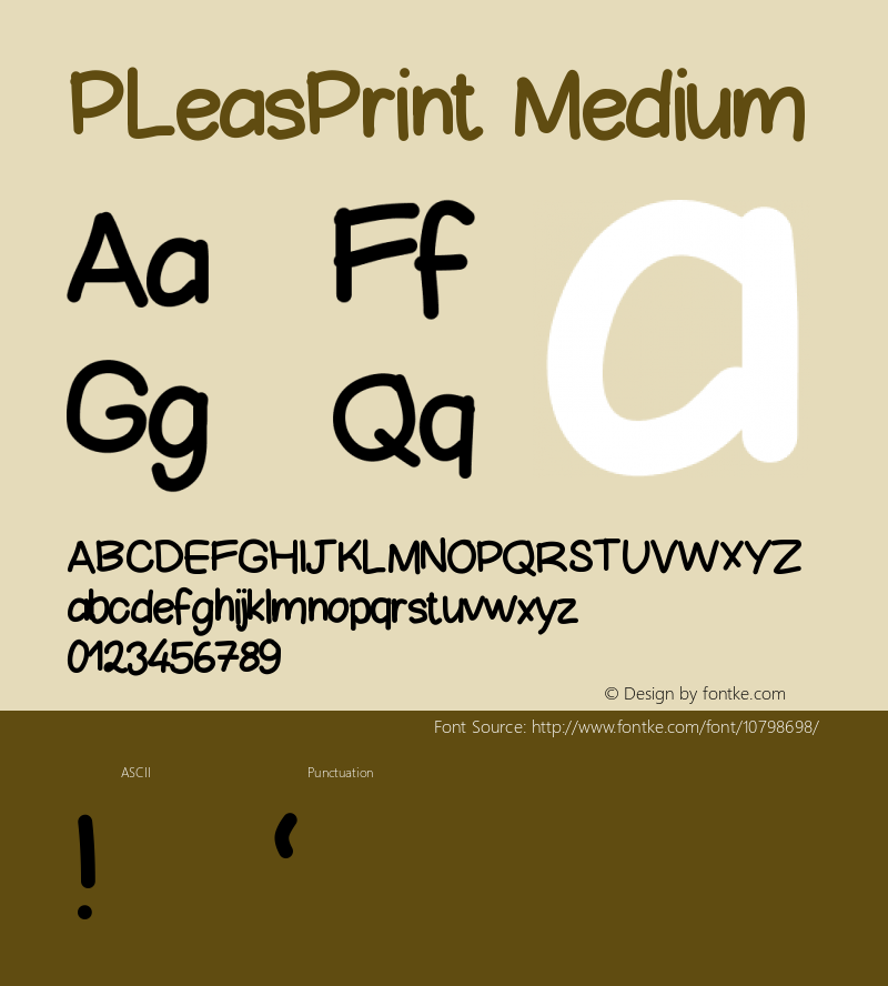 PLeasPrint Medium Version 001.000 Font Sample