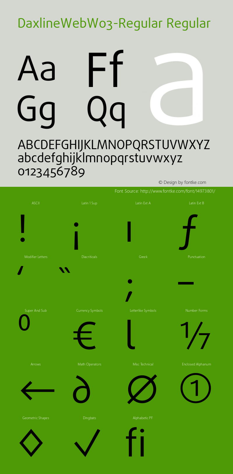 DaxlineWebW03-Regular Regular Version 7.504 Font Sample