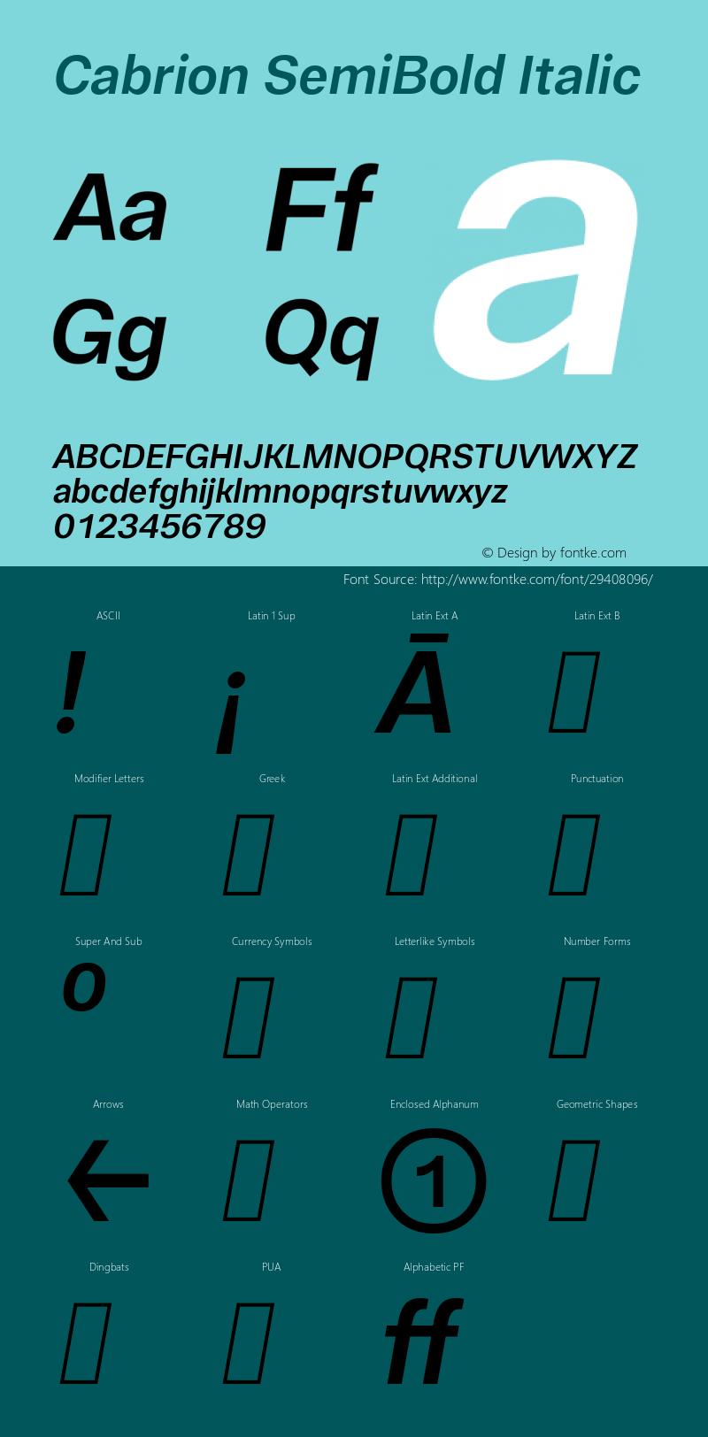 Cabrion SemiBold Italic Version 1.000;YWFTv17 Font Sample