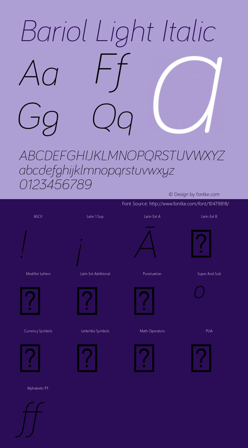 Bariol Light Italic Version 001.001 Font Sample