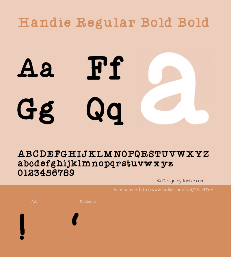 Handie Regular Bold Bold Version 001.000 Font Sample