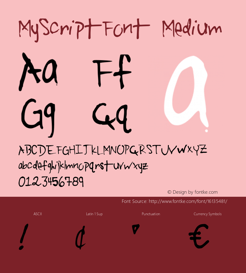 MyScriptFont Medium Version 001.000 Font Sample