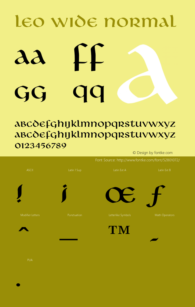 LeoWideNormal Altsys Fontographer 4.1 1/8/95 {DfLp-URBC-66E7-7FBL-FXFA} Font Sample