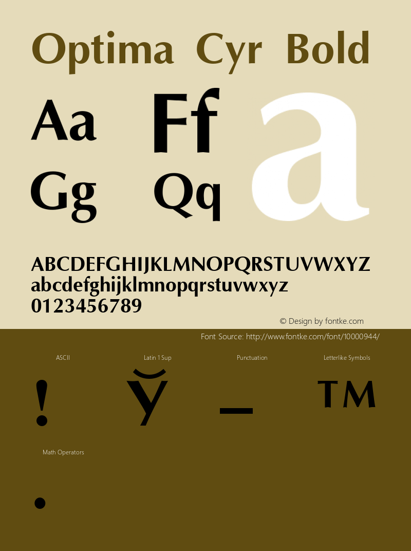 Optima Cyr Bold 001.000 Font Sample