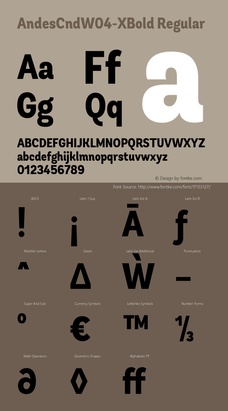 AndesCndW04-XBold Regular Version 1.00 Font Sample