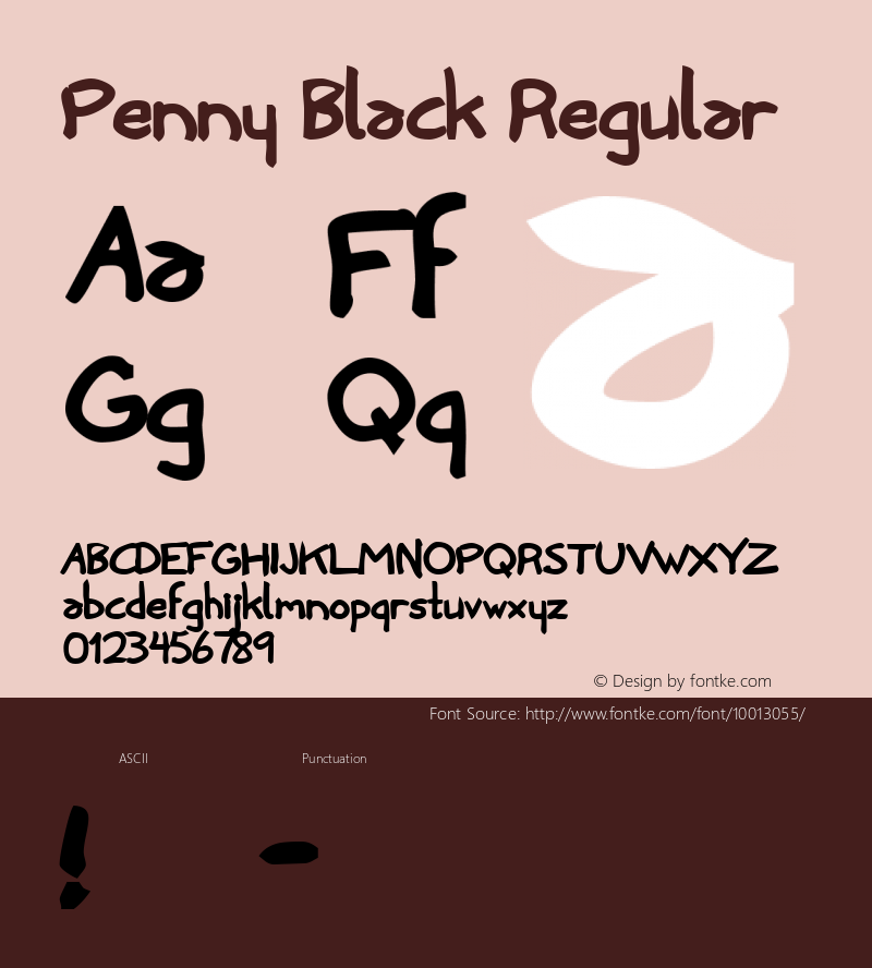 Penny Black Regular Macromedia Fontographer 4.1 3/12/98 Font Sample
