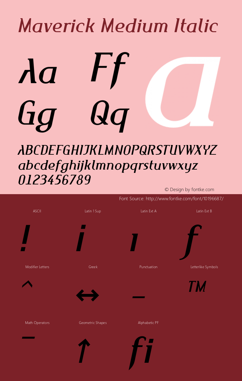 Maverick Medium Italic 001.000 Font Sample