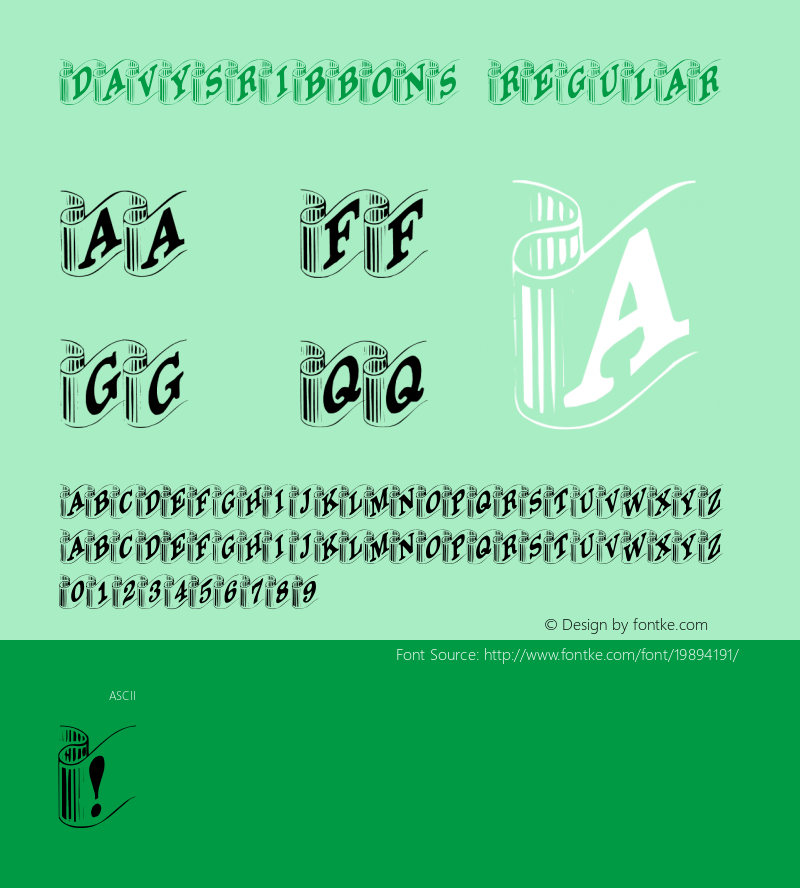 DavysRibbons 1.0 Sat Mar 27 23:12:42 1993 Font Sample