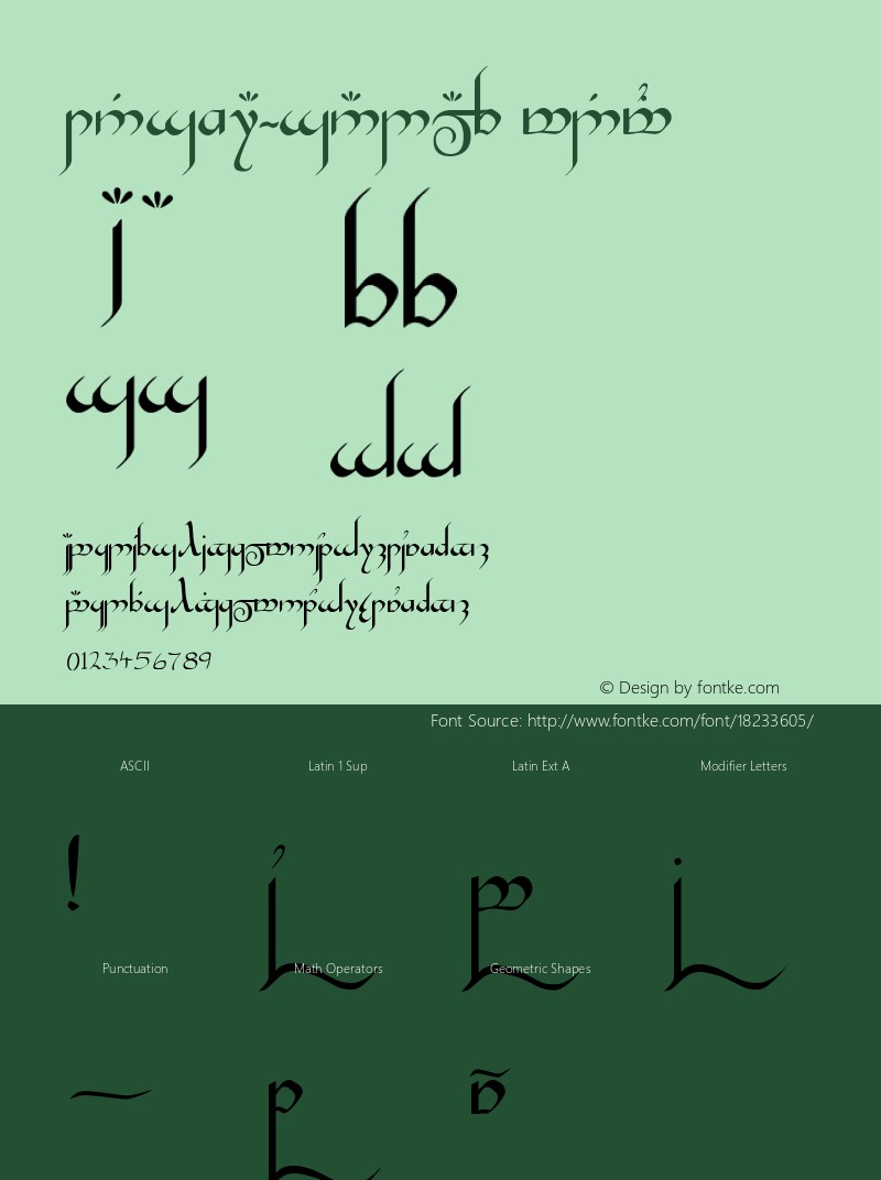 Tengwar-Gandalf Medium 001.001 Font Sample