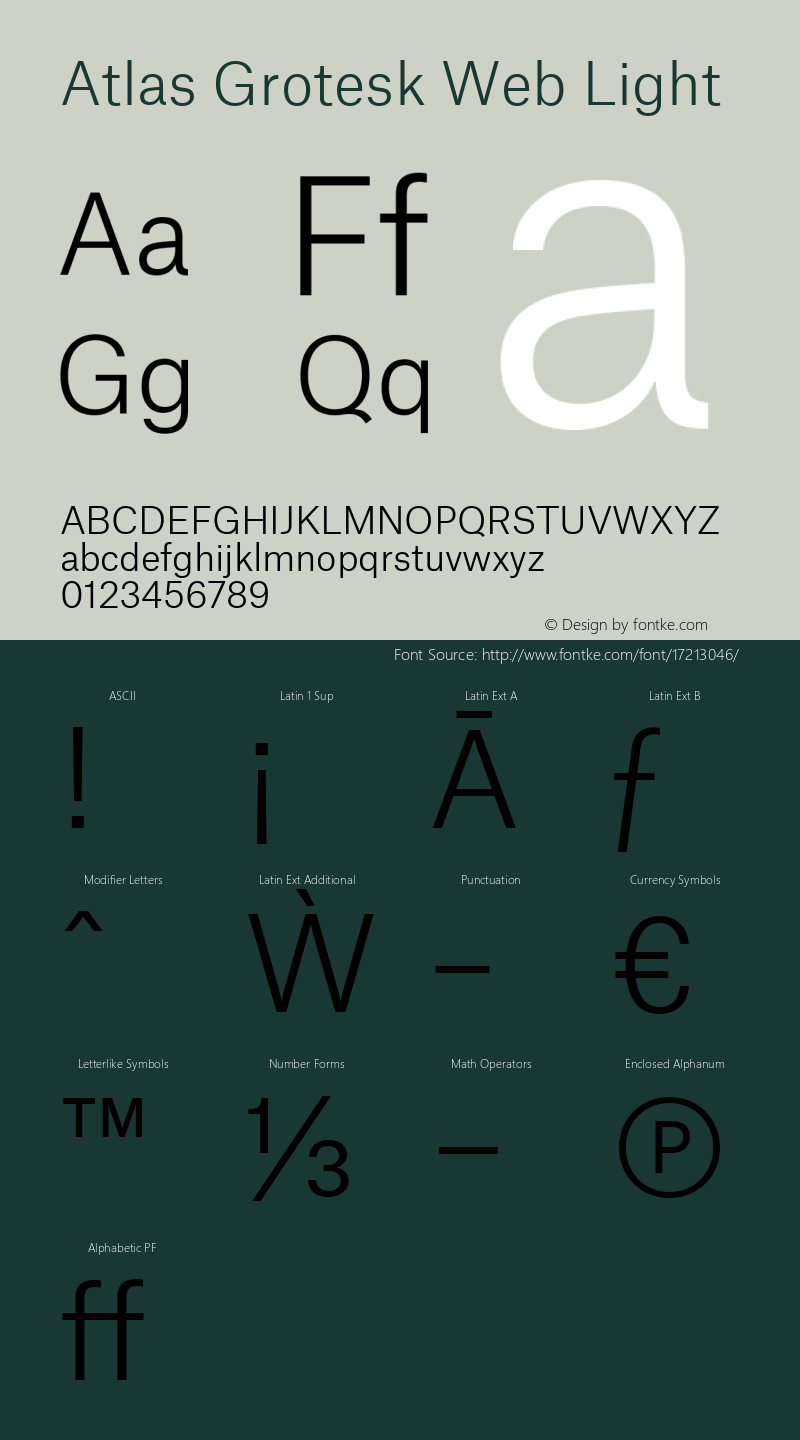 Atlas Grotesk Web Light Version 1.001 2012 Font Sample