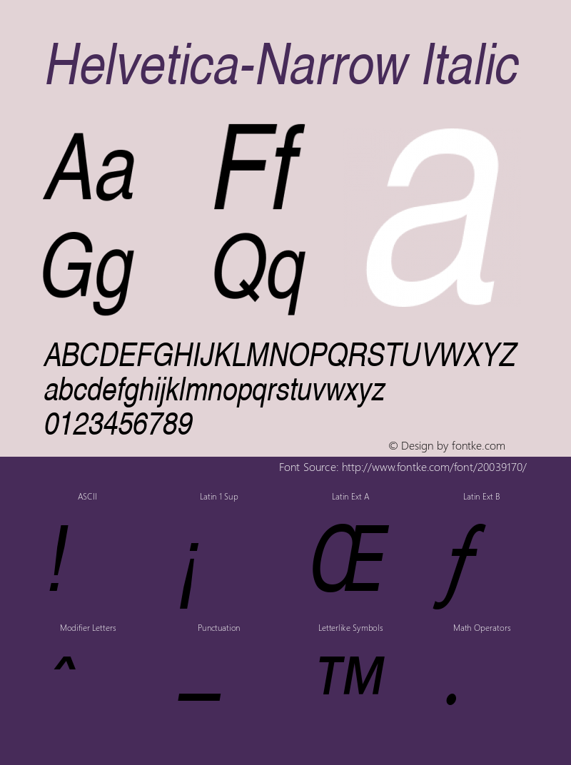 Nimbus Sans L Regular Condensed Italic 001.005 Font Sample