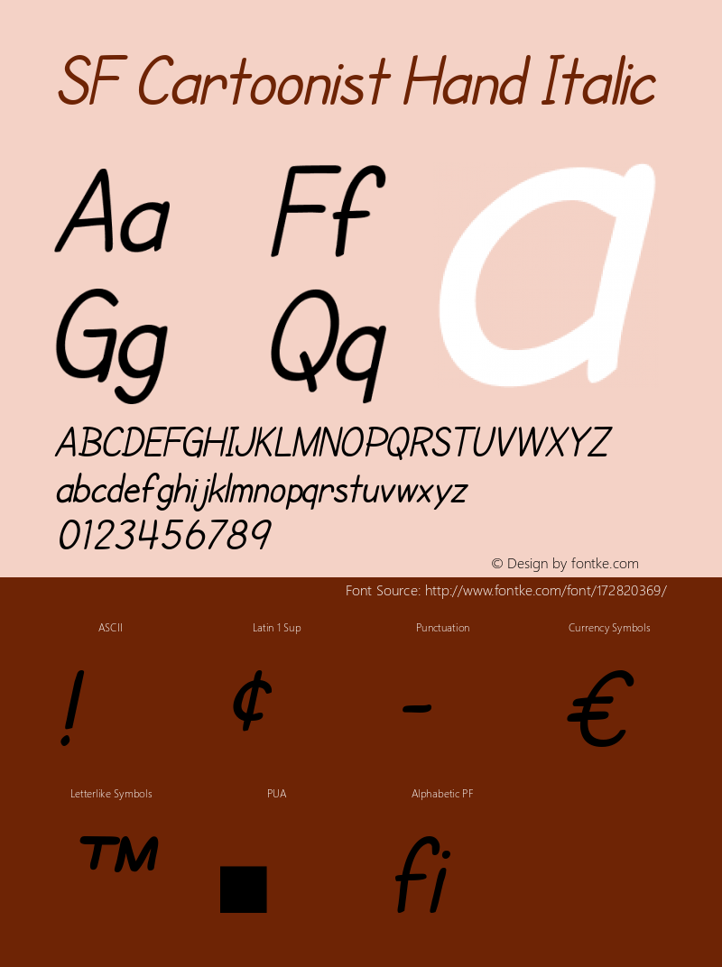 SF Cartoonist Hand Italic ver 2.0; 2000. Freeware.图片样张