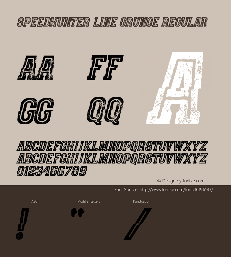 speedhunter line grunge Regular Version 1.000;PS 001.001;hotconv 1.0.56 Font Sample