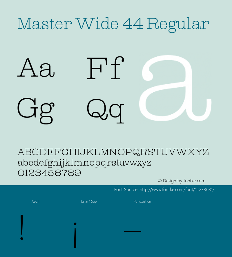 Master Wide 44 Regular Version 1.000;PS 000.039;hotconv 1.0.70;makeotf.lib2.5.58329 Font Sample