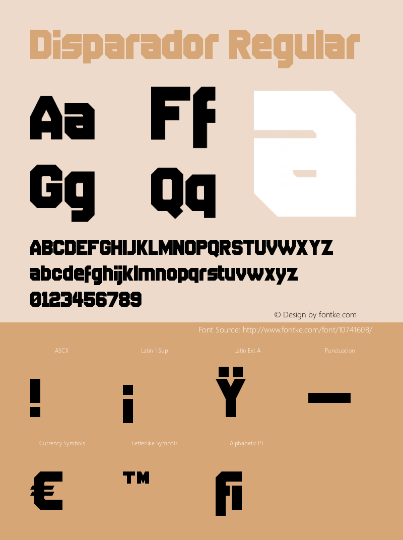 Disparador Regular Version 1.0 Font Sample