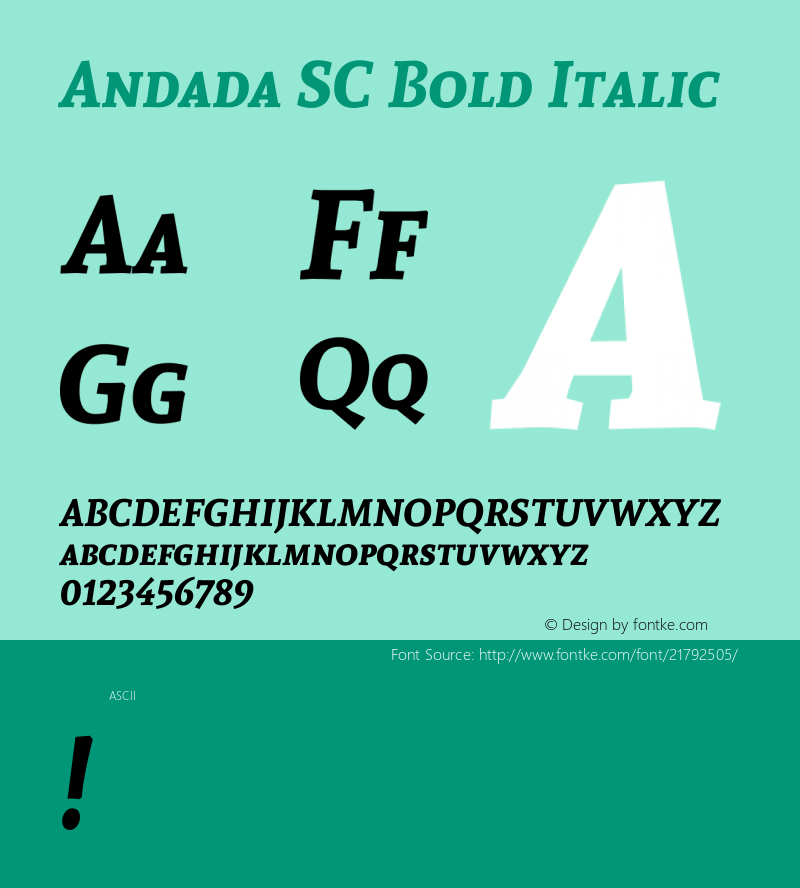 Andada SC Bold Italic  Font Sample