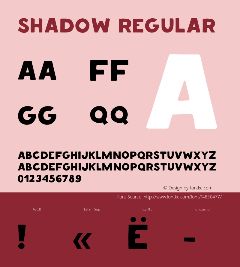 Shadow Regular Version 1.000 Font Sample