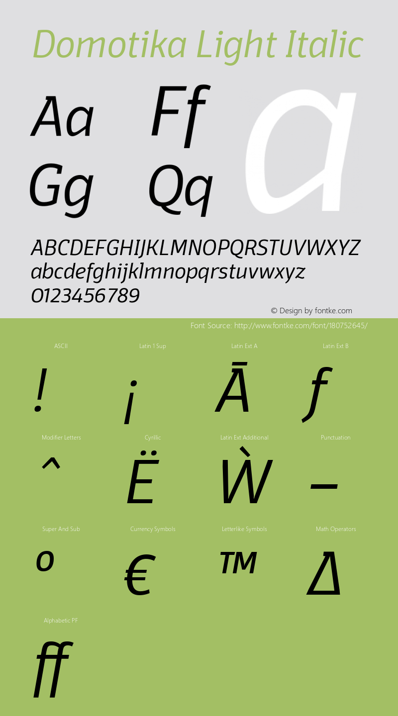 Domotika Light Italic Version 1.000图片样张