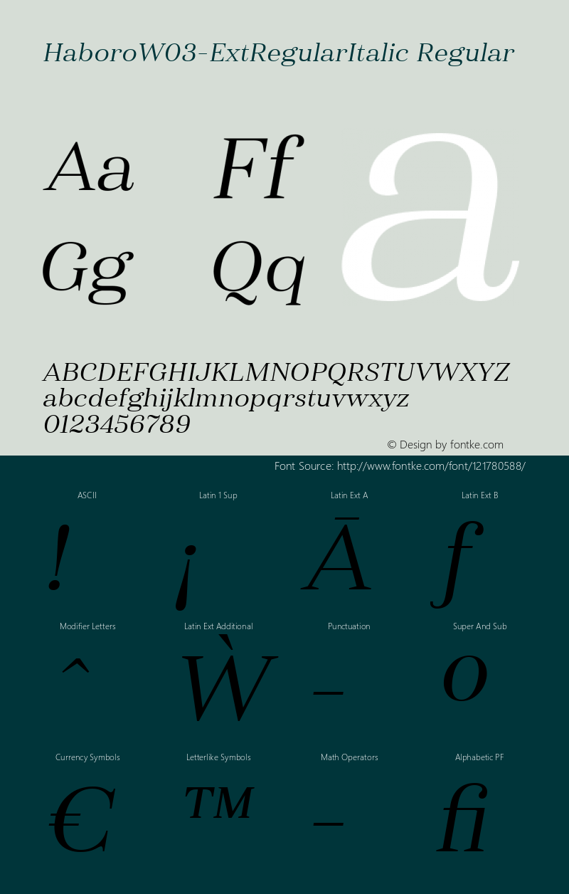Haboro W03 Ext Regular Italic Version 1.00 Font Sample