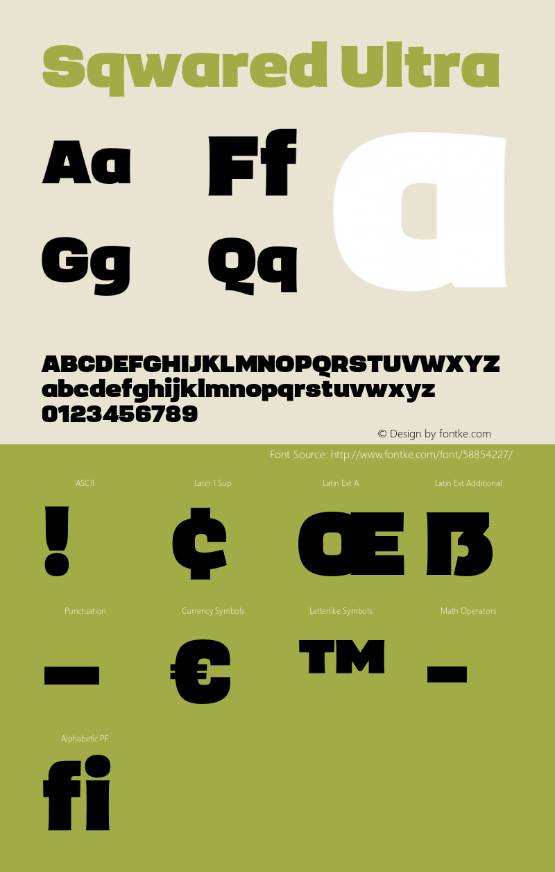 Sqwared-Ultra Version 1.000 Font Sample