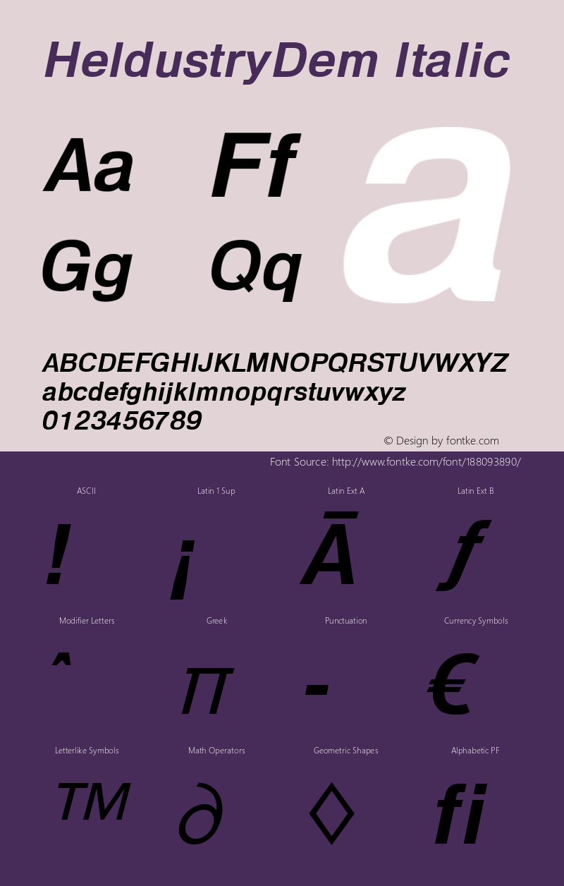 HeldustryDem Italic Version 1.00图片样张