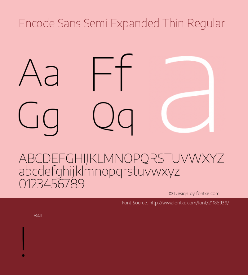 EncodeSansSemiExpandedThin Version 1.0 Font Sample