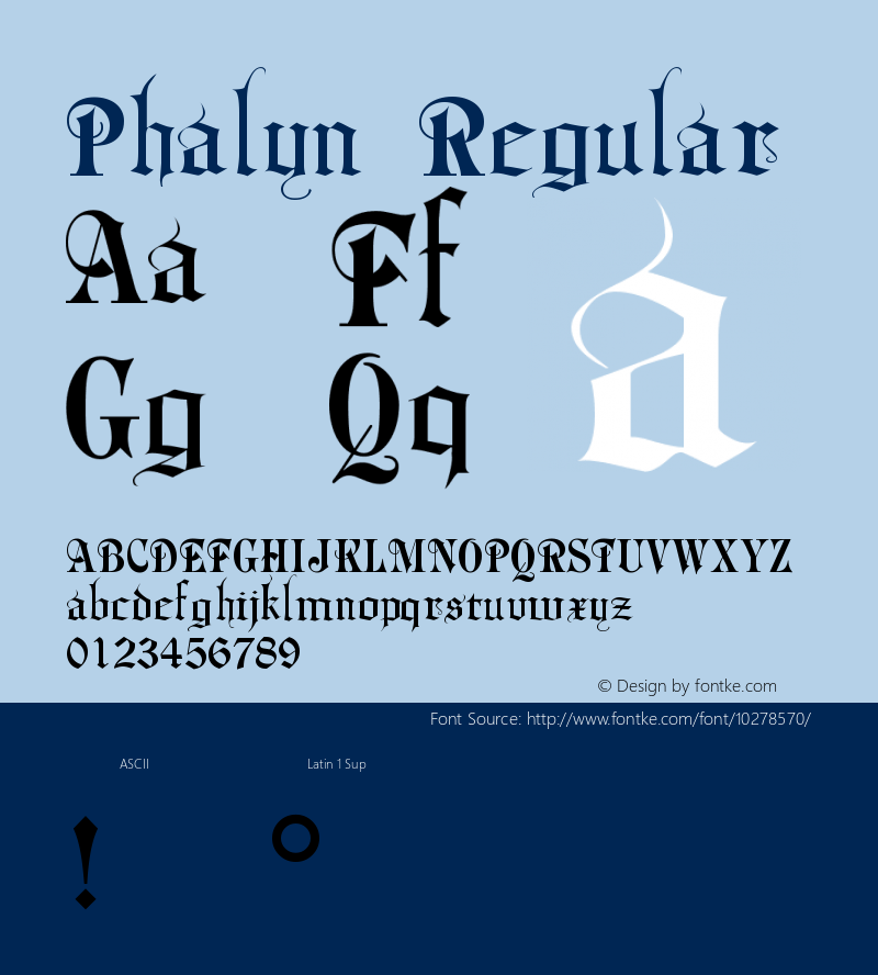 Phalyn Regular Version 1; September 3, 2003 Font Sample