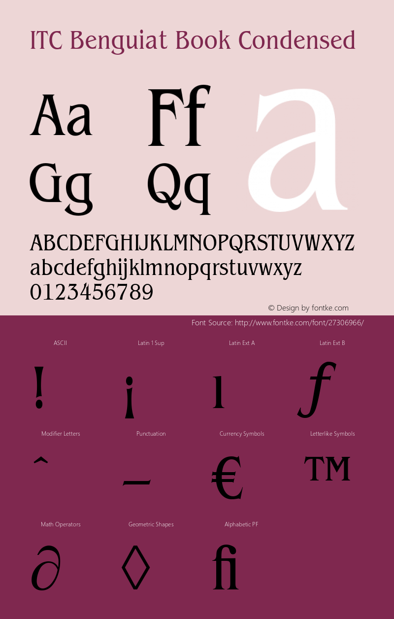 Benguiat BookCondensed Version 1.00 Font Sample