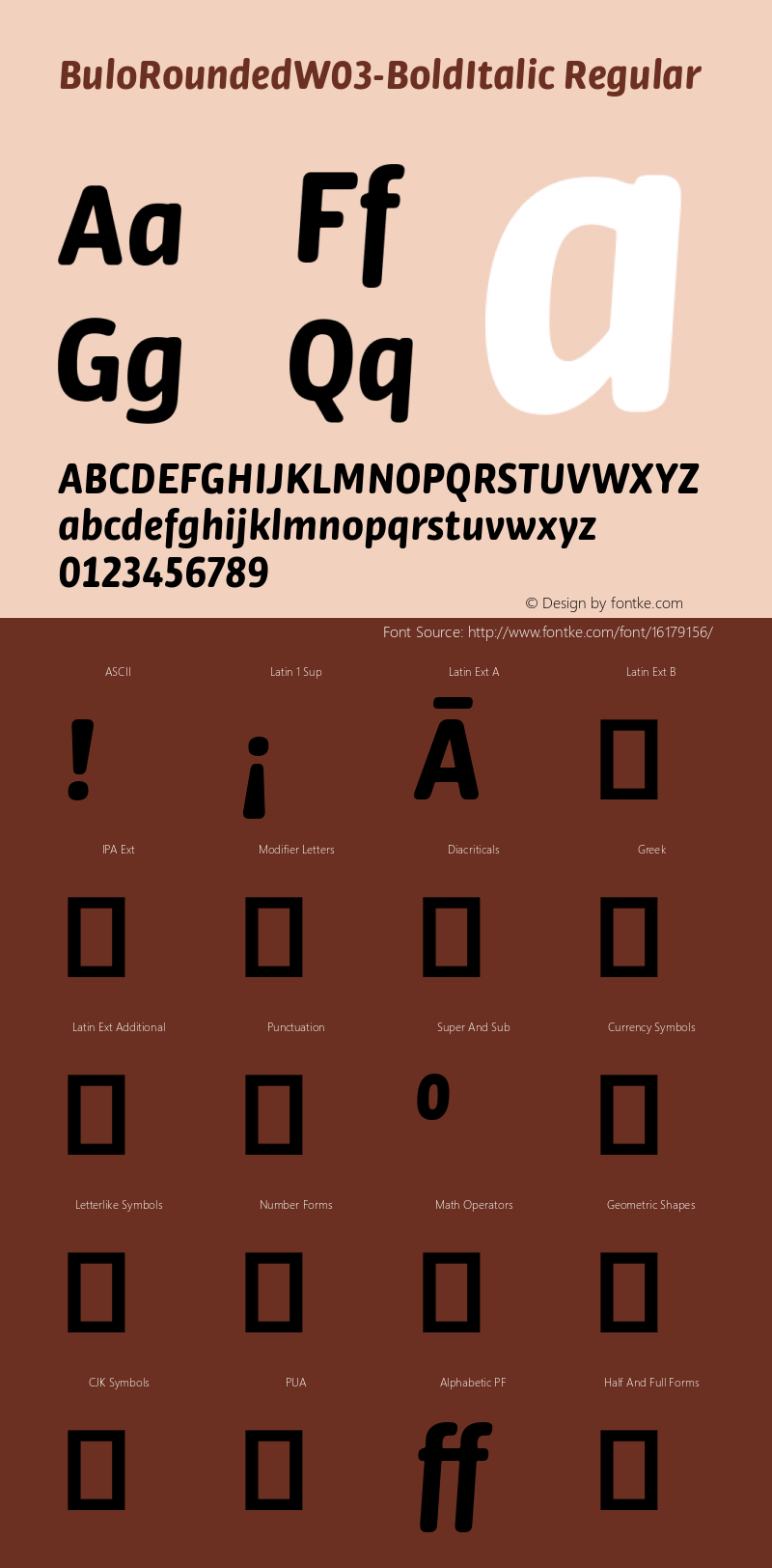 BuloRoundedW03-BoldItalic Regular Version 1.00 Font Sample