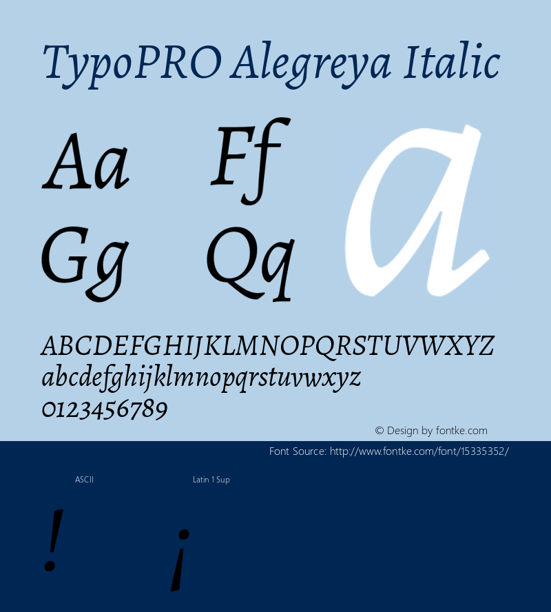 TypoPRO Alegreya Italic Version 1.003 Font Sample