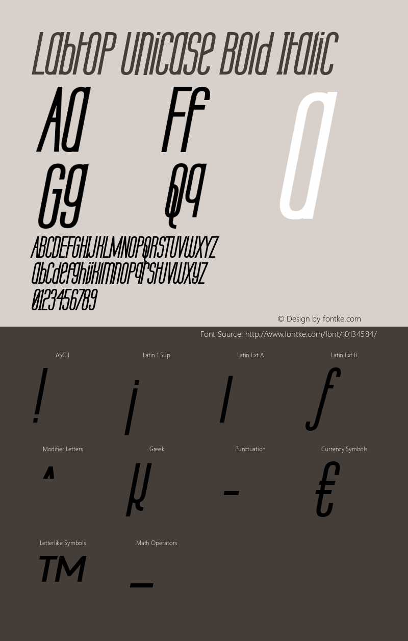 Labtop Unicase Bold Italic 1.0 Font Sample