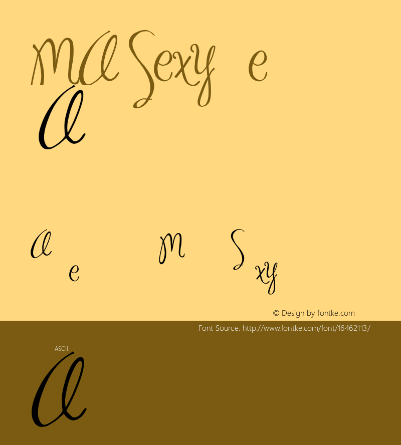 MA Sexy Regular 1.00 September 9, 2003 Font Sample